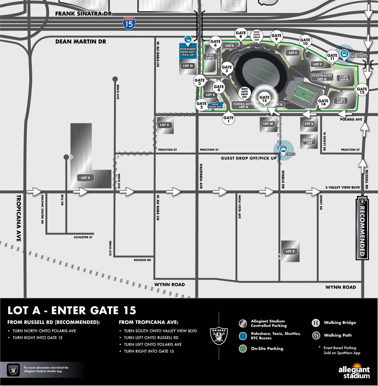 Lot A Parking Map - Enter Gate 15