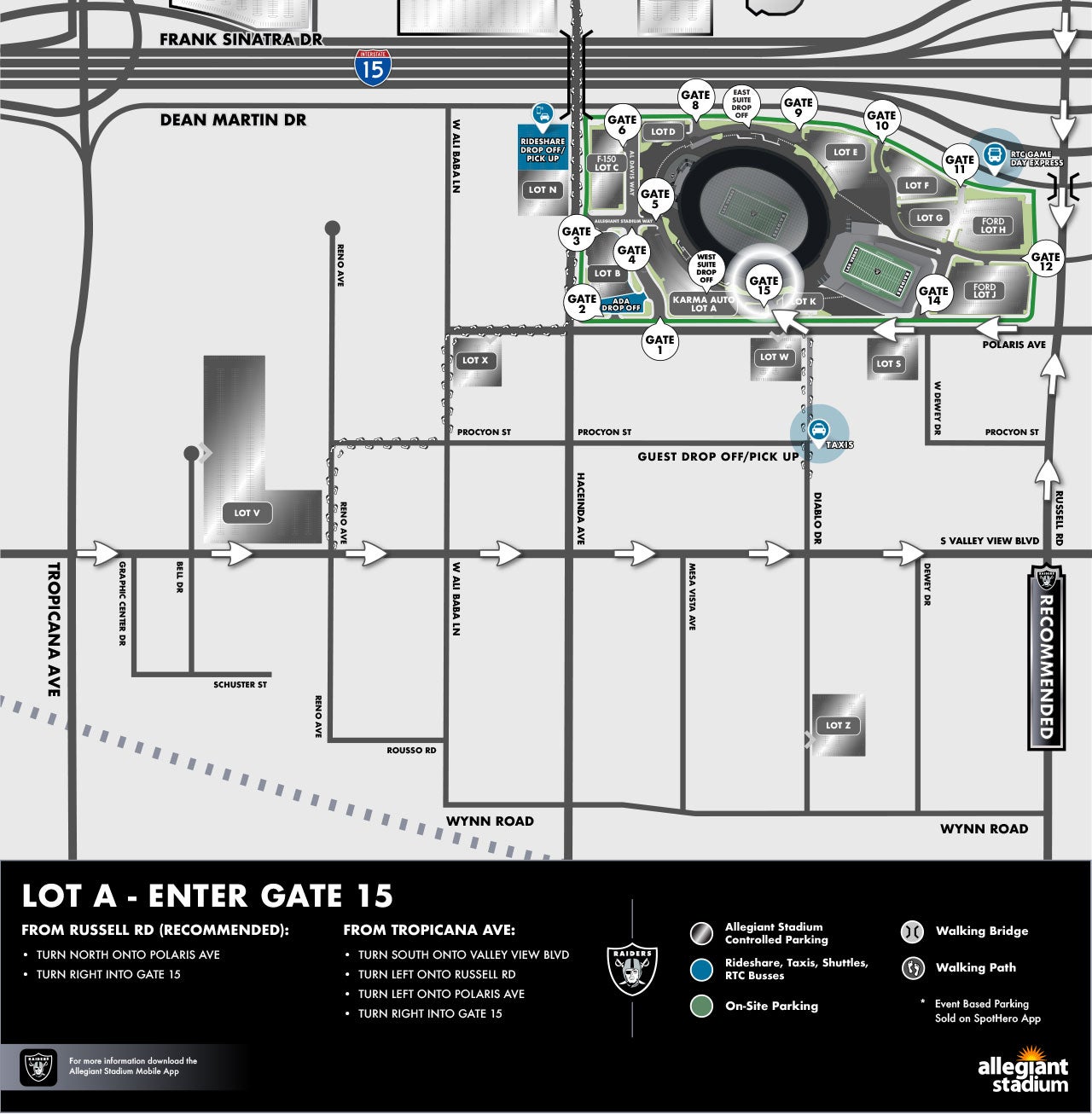 Lot A Parking Map - Enter Gate 15