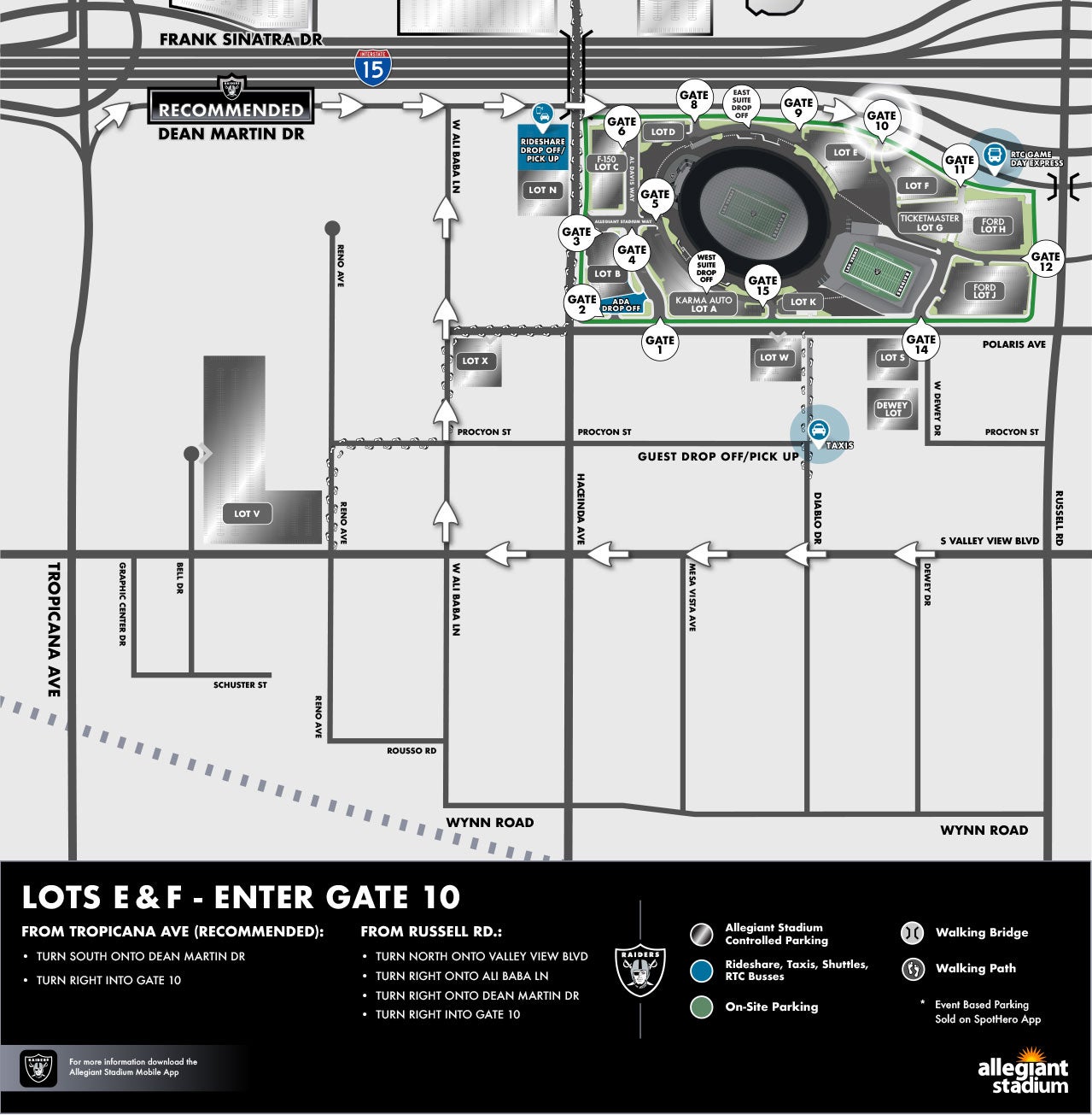 Lots E & F Parking Map - Enter Gate 10