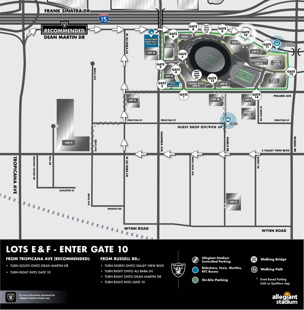 Lots E & F Parking Map - Enter Gate 10
