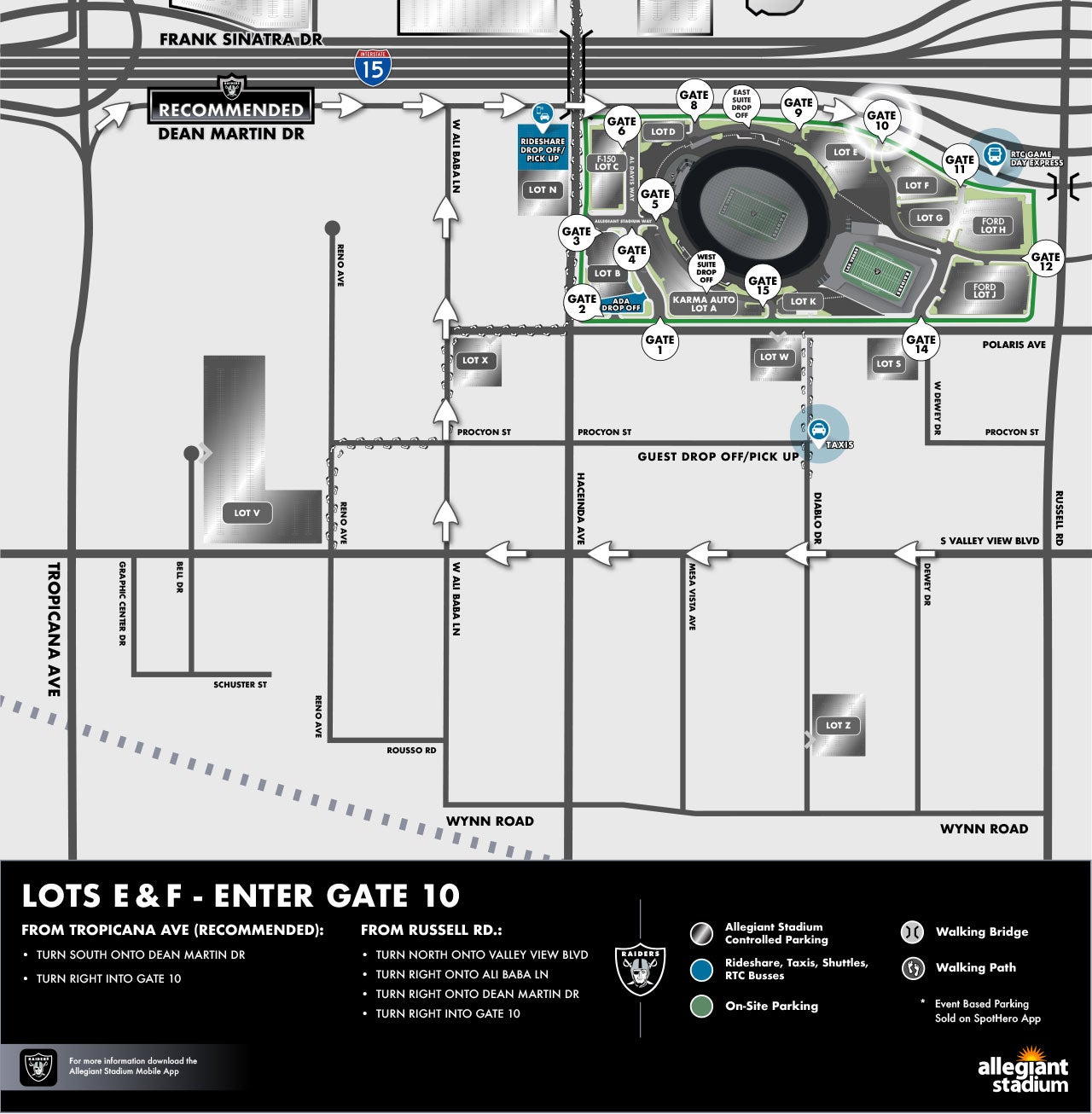 Lots E & F Parking Map - Enter Gate 10