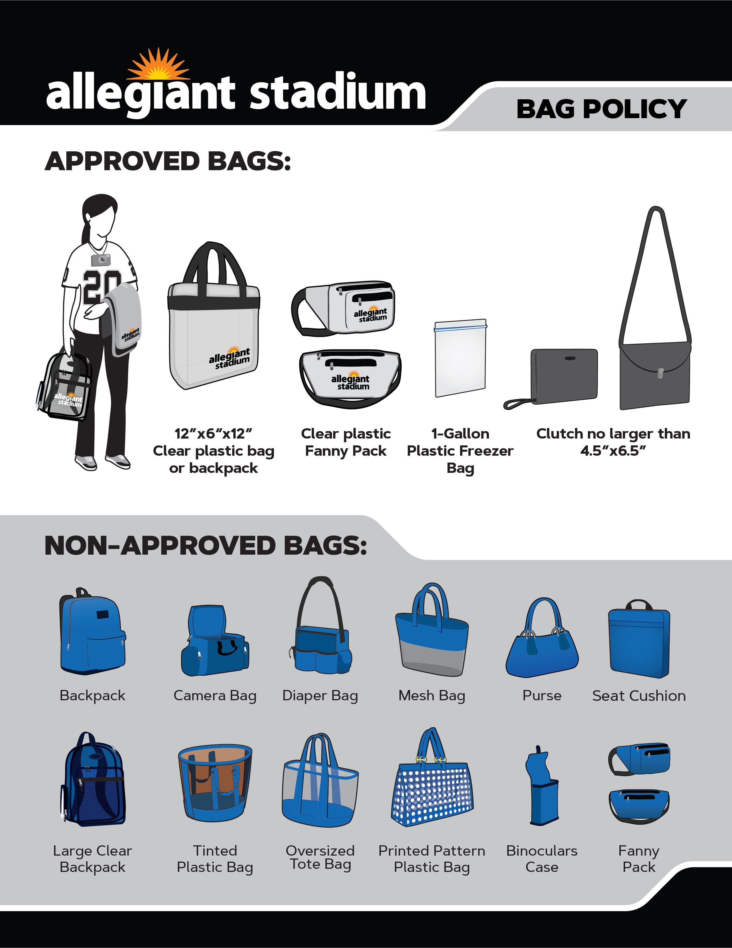 Bag Check & Policy, Official Website of Allegiant Stadium