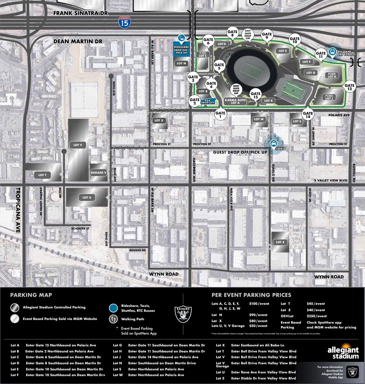 Allegiant Stadium Parking Map