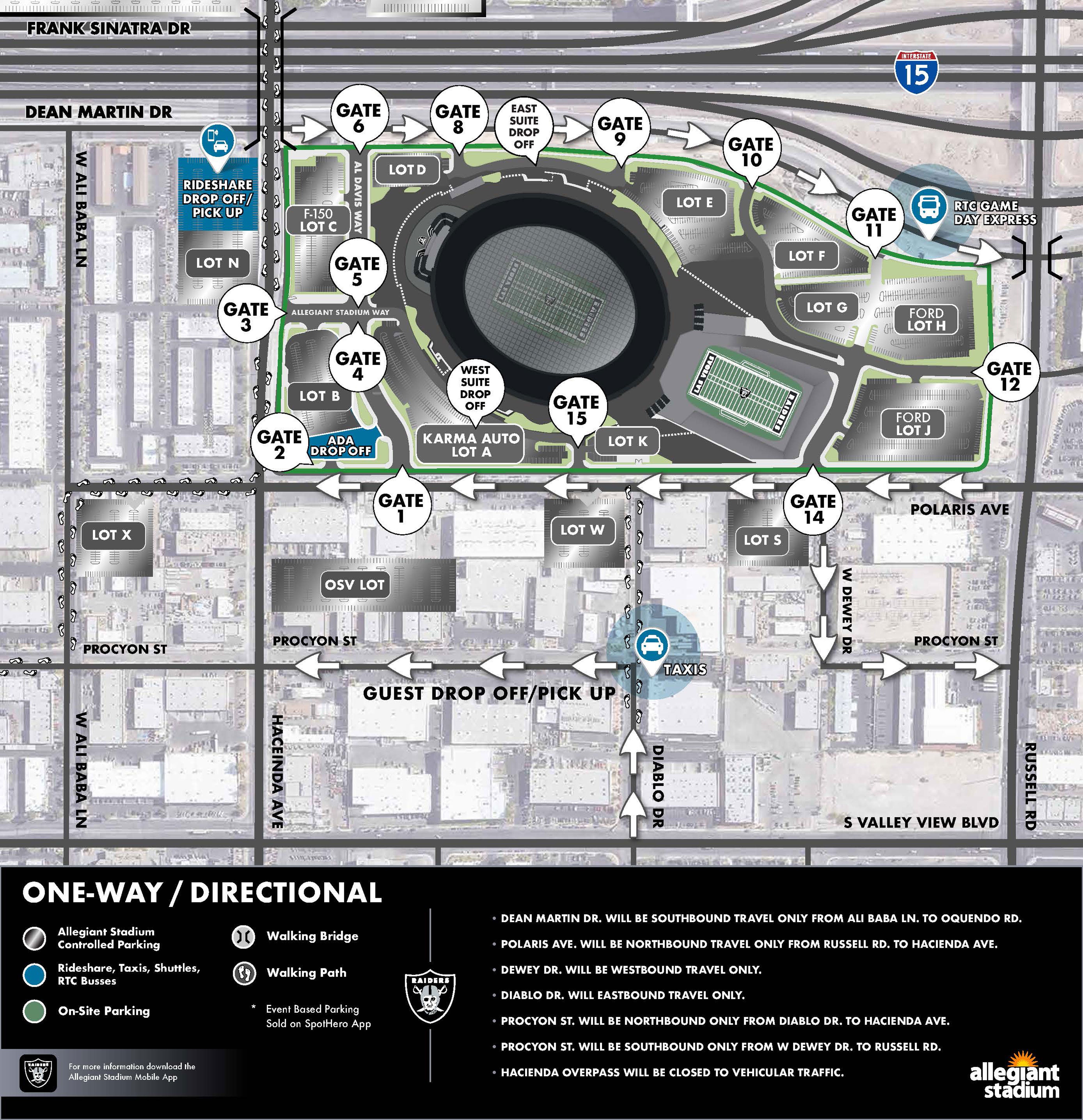 Directions Parking Allegiant Stadium Allegiantstadium Com Allegiant Stadium