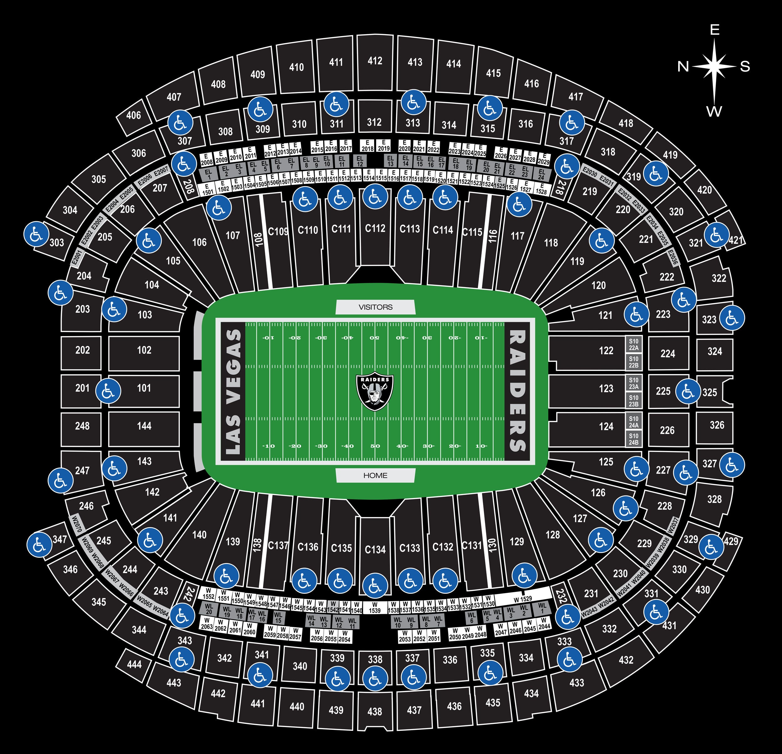 Allegiant stadium is a domed stadium located in paradise, nevada, united states. Allegiant Stadium Seating Capacity - Seating Charts Allegiant Stadium
