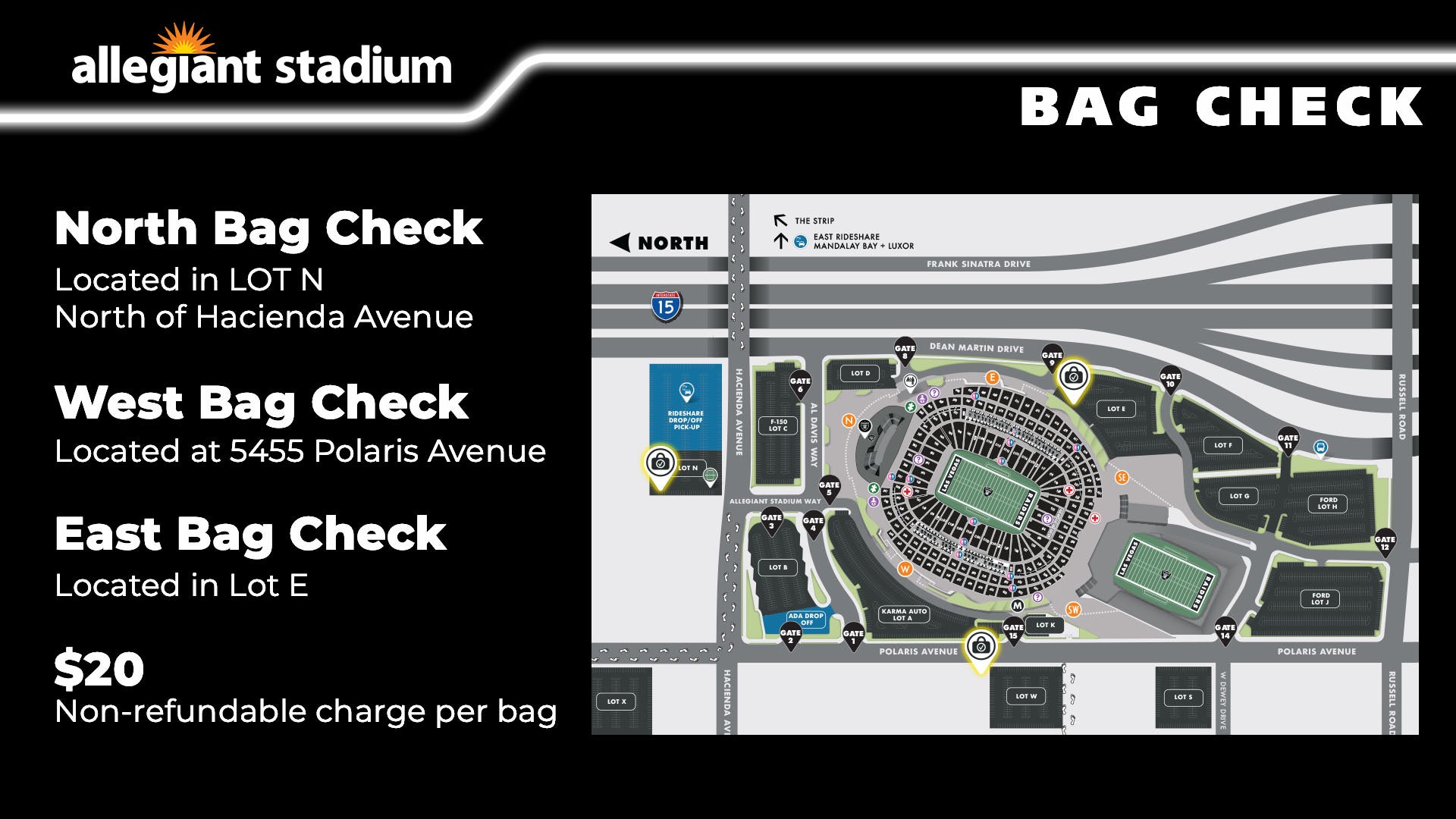 Bag Check & Policy, Official Website of Allegiant Stadium