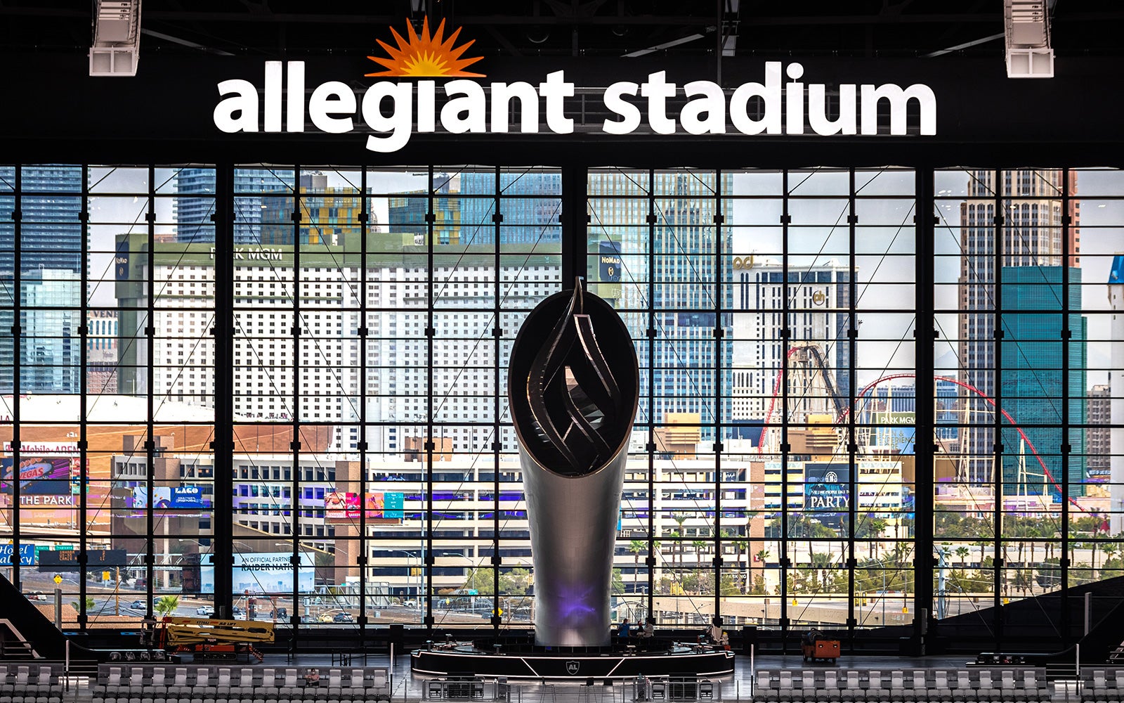 Al Davis Memorial Torch Side View Las Vegas Raiders Allegiant