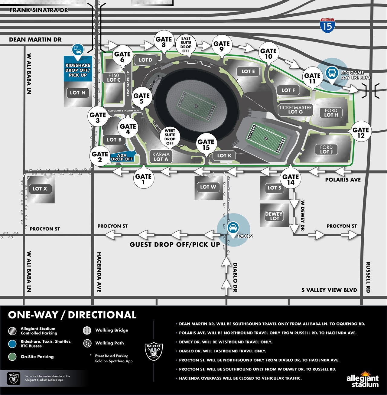 One Way Directional Walking Map